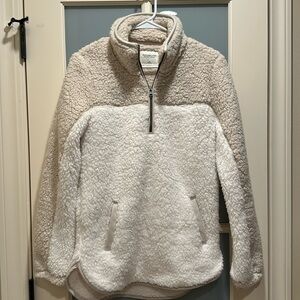 Abercrombie & Fitch Soft A&F Teddy Quarter Zip Pullover Creme and Beige Size XS